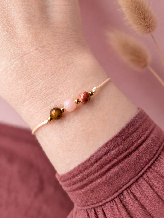Inner Balance Armband – Tijgeroog, Roze Opaal & Rode Jaspis