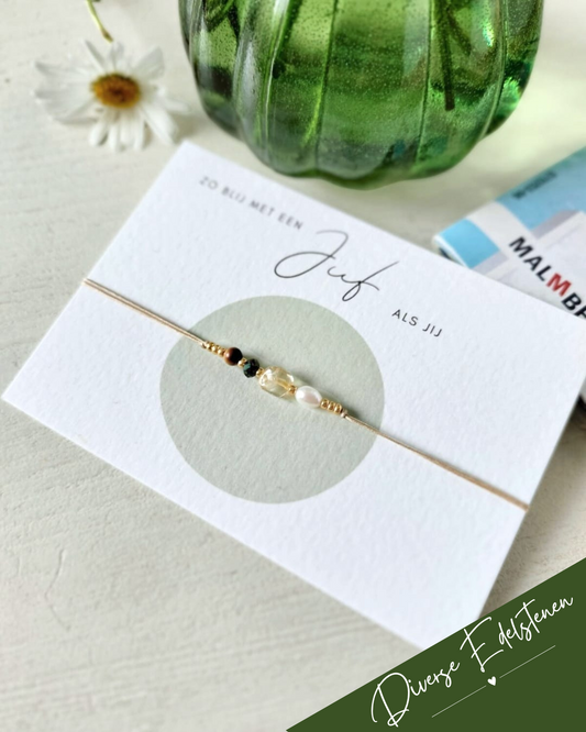 Juffenarmbandje met edelstenen – Bedankt juf!