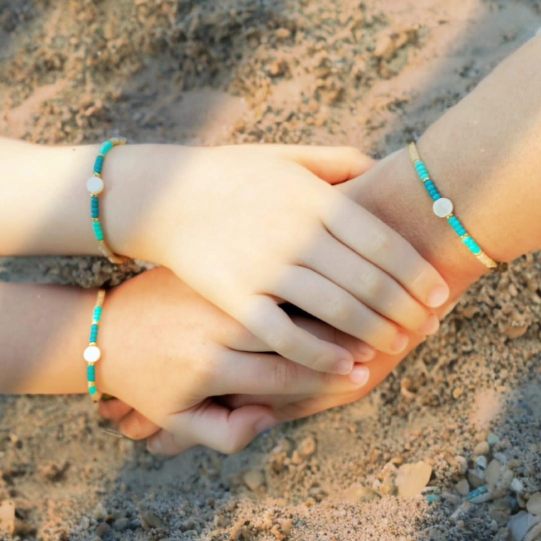 Armbandenset ‘Blue Beach Connection’ – voor moeder & kind