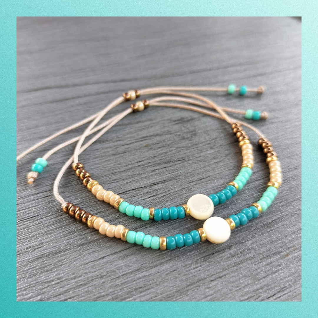 Armbandenset ‘Blue Beach Connection’ – voor moeder & kind