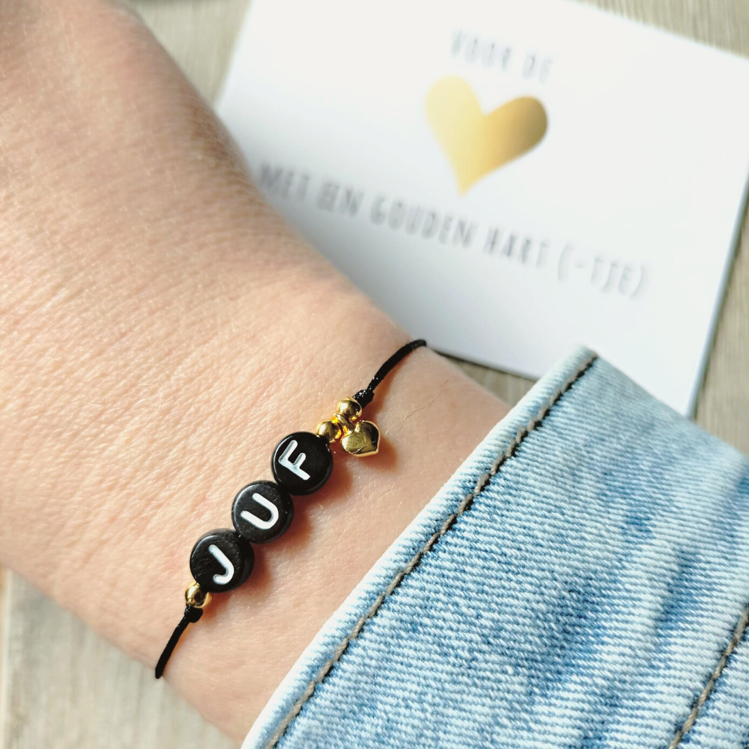 Juffenarmbandje – Voor de juf met een gouden hart