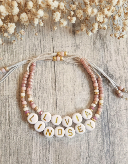 Naam Armbandje met Letterkralen – Pastel & Persoonlijk