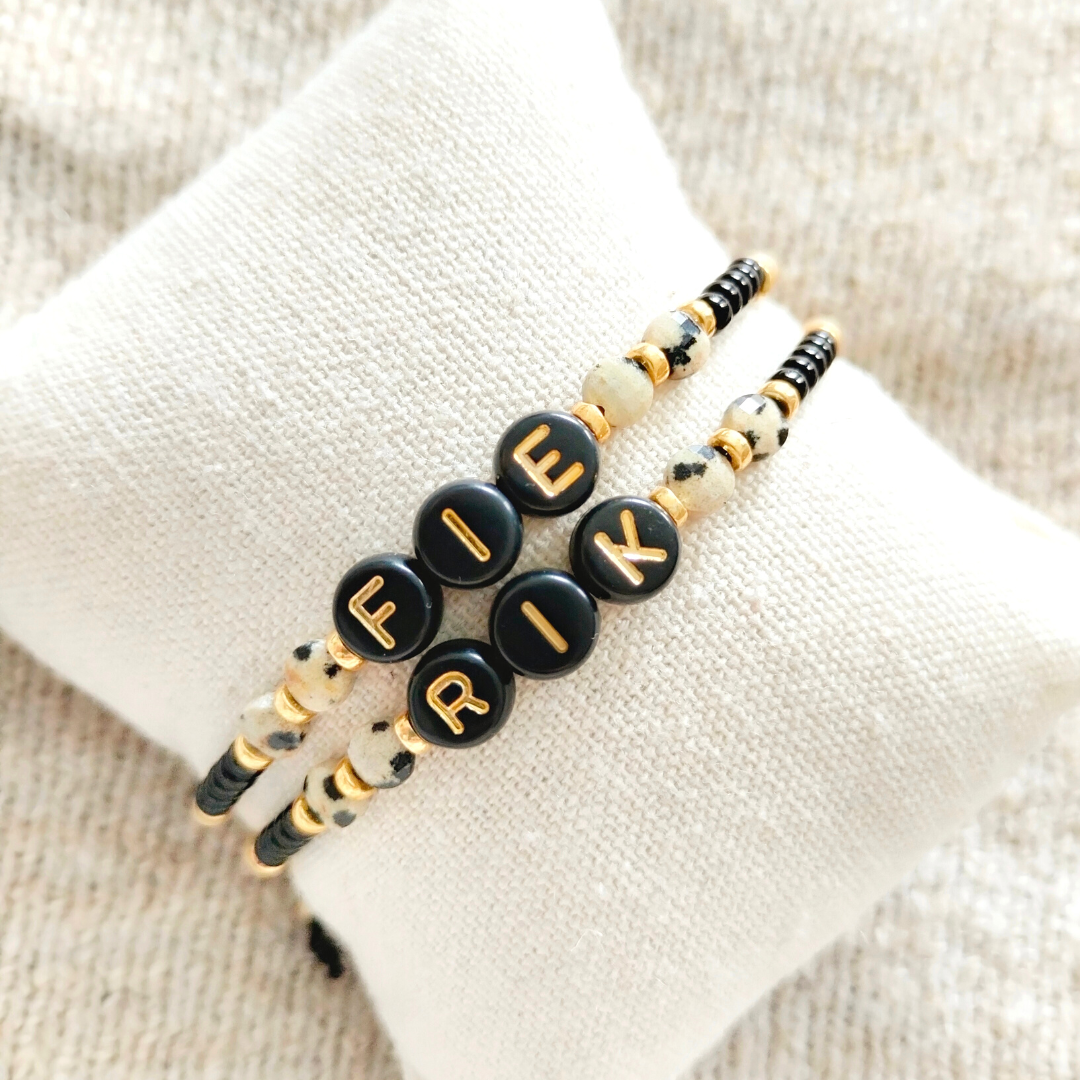 Naam Armbandje met Facet Dalmatiër Jaspis – Elegant, Uniek & Persoonlijk