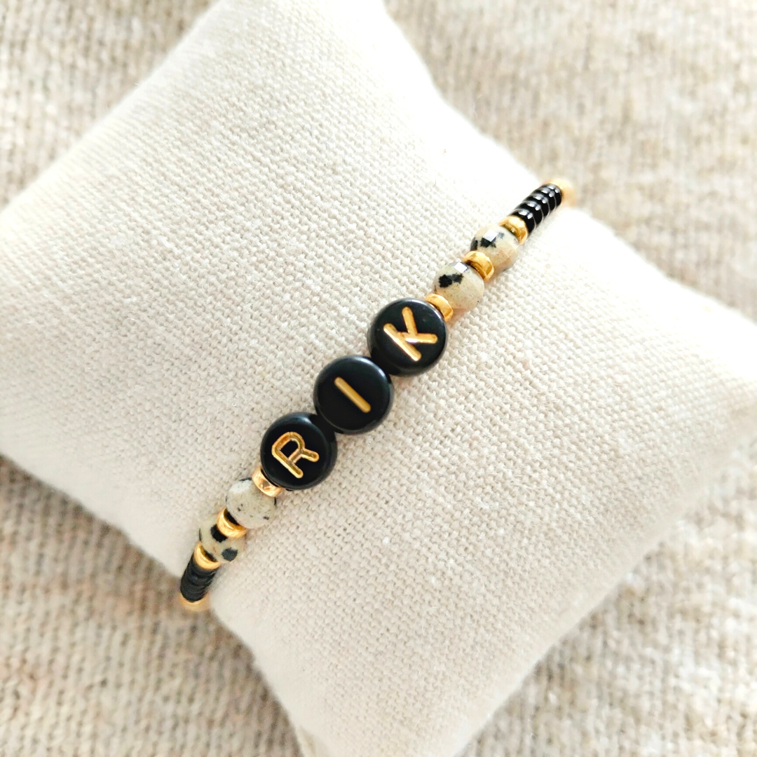 Naam Armbandje met Facet Dalmatiër Jaspis – Elegant, Uniek & Persoonlijk