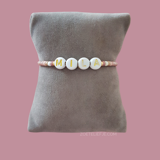 Naam Armbandje met Letterkralen – Pastel & Persoonlijk