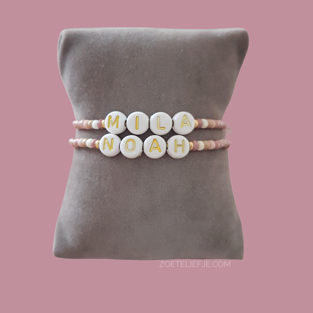 Naam Armbandje met Letterkralen – Pastel & Persoonlijk