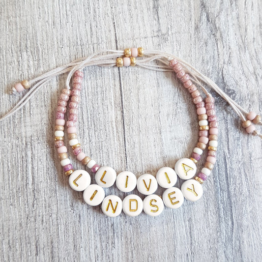 Naam Armbandje met Letterkralen – Pastel & Persoonlijk