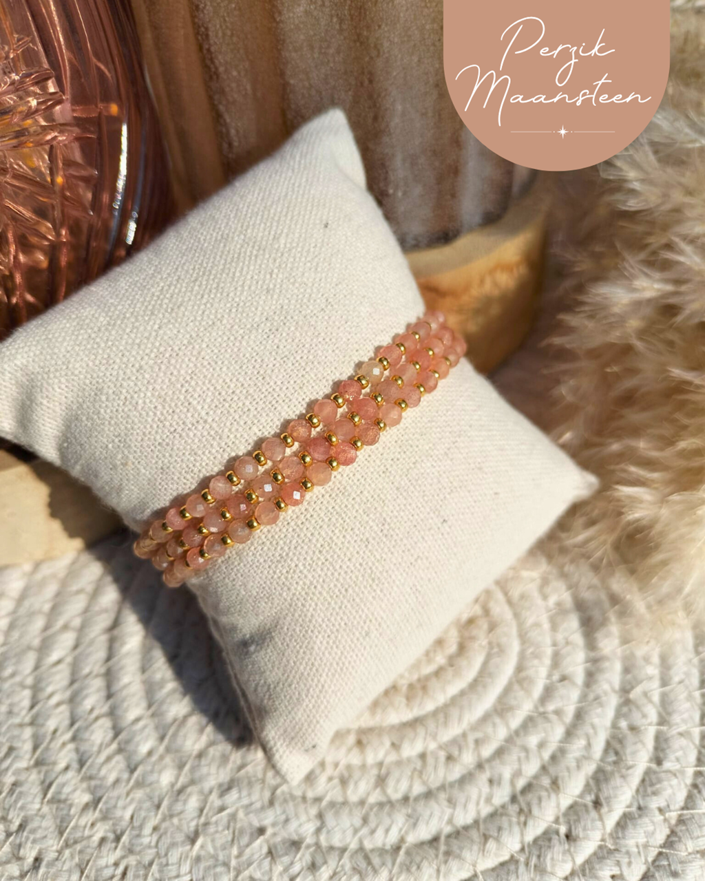 Perzik Maansteen Petite Armband – Fijn, Betekenisvol & Tijdloos