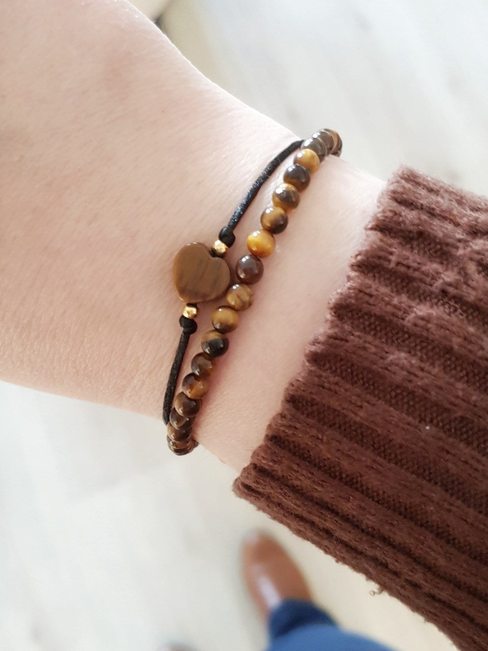 Satijnen Armband met Tijgeroog Hartje – Voor Kracht, Moed en Vertrouwen