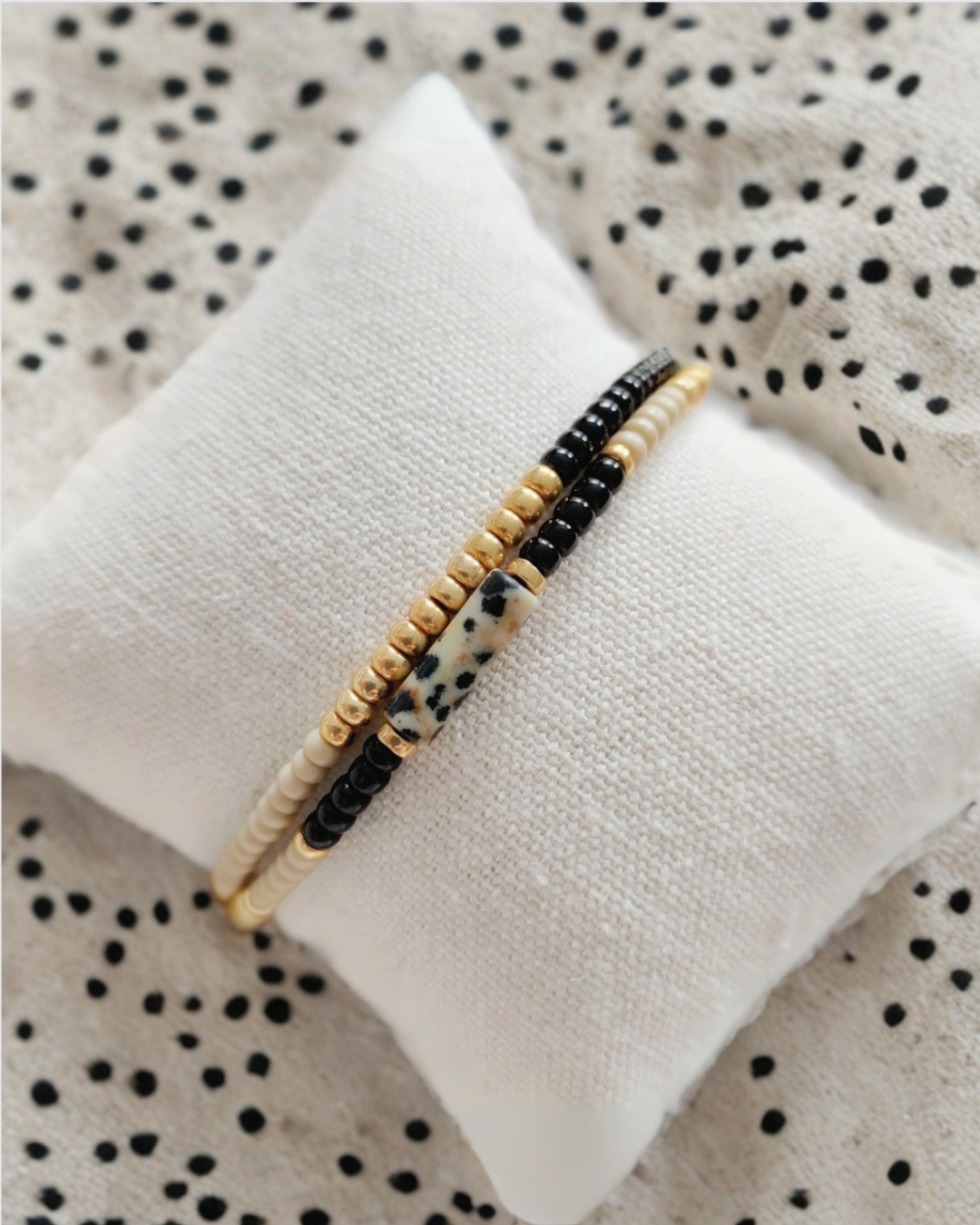 Set Miyuki Koord Armbandjes met Dalmatiër Jaspis Tube Kraal