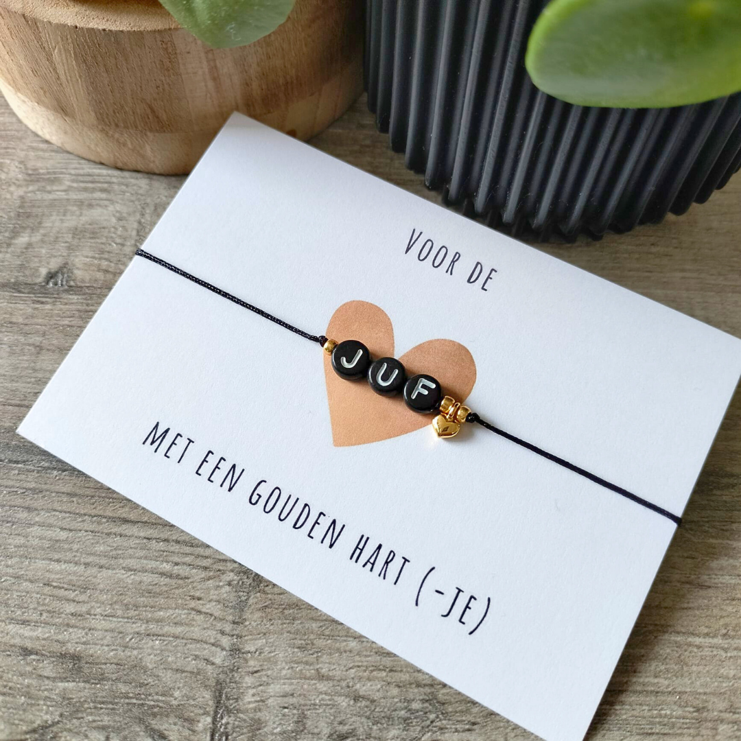 Juffenarmbandje – Voor de juf met een gouden hart