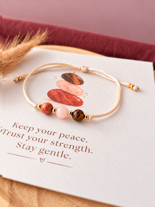 Inner Balance Armband – Tijgeroog, Roze Opaal & Rode Jaspis