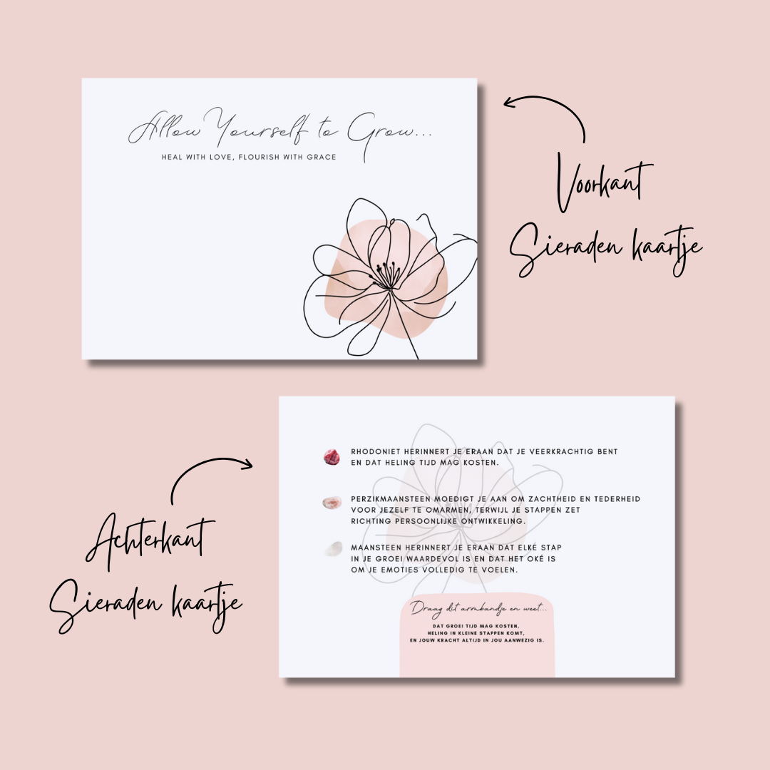 Allow Yourself to Grow Armband – Rhodoniet, Perzik Maansteen & Witte Maansteen