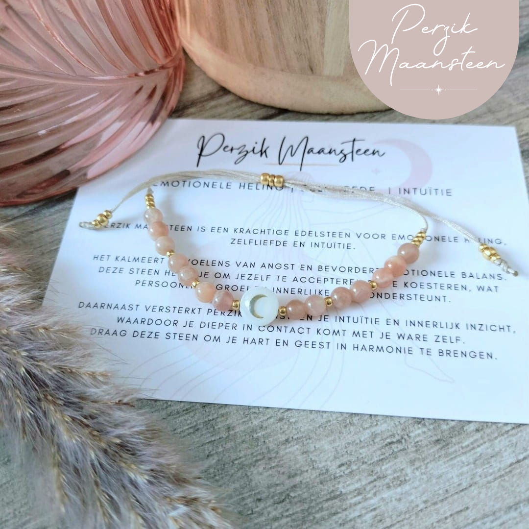 Perzik Maansteen Armband – Balans & Zelfliefde