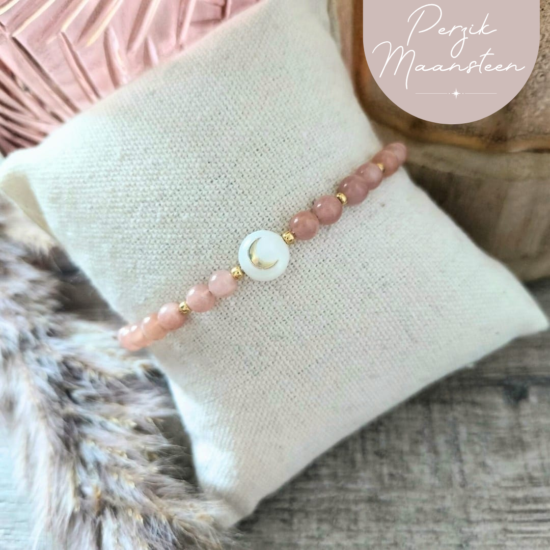 Perzik Maansteen Armband – Balans & Zelfliefde