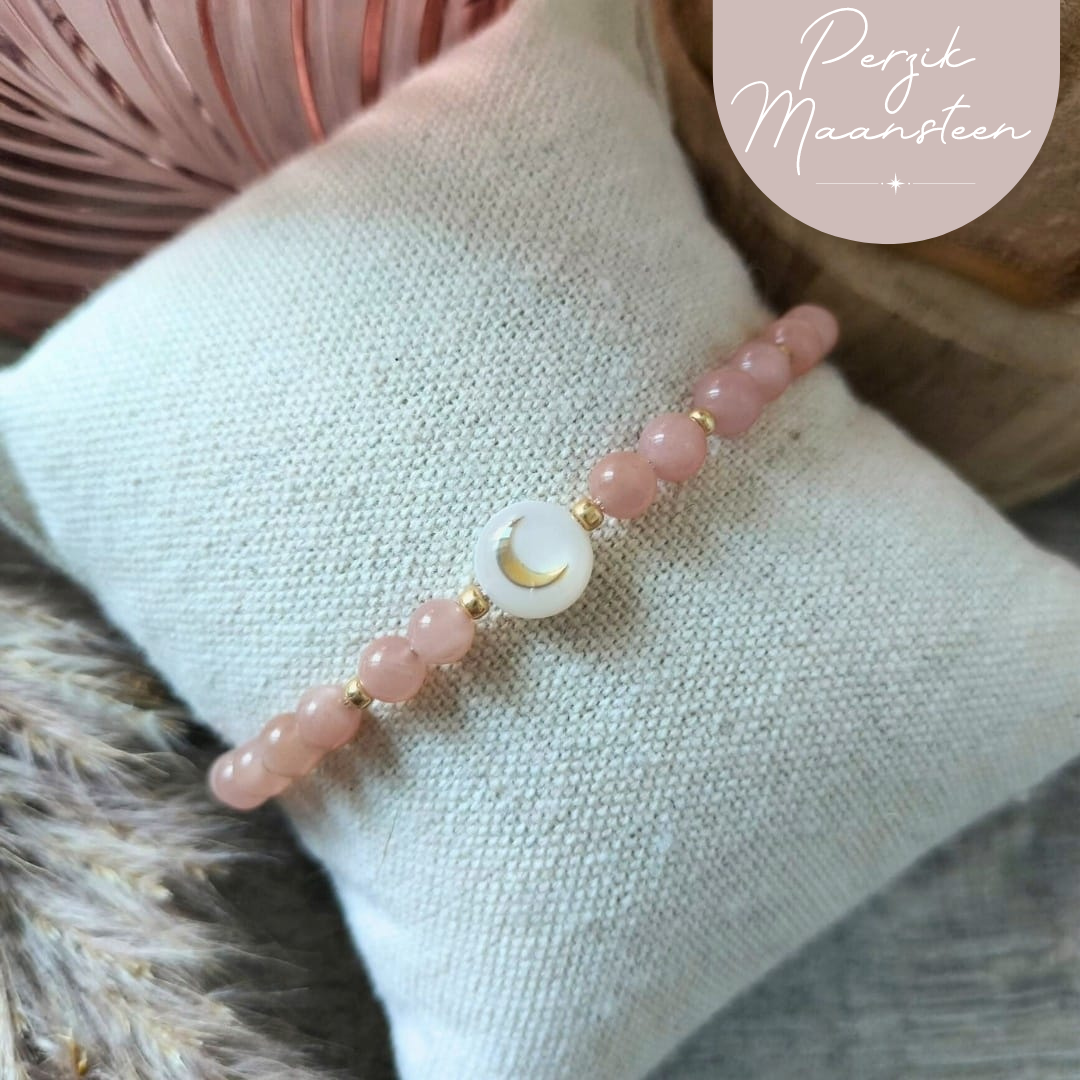 Perzik Maansteen Armband – Balans & Zelfliefde