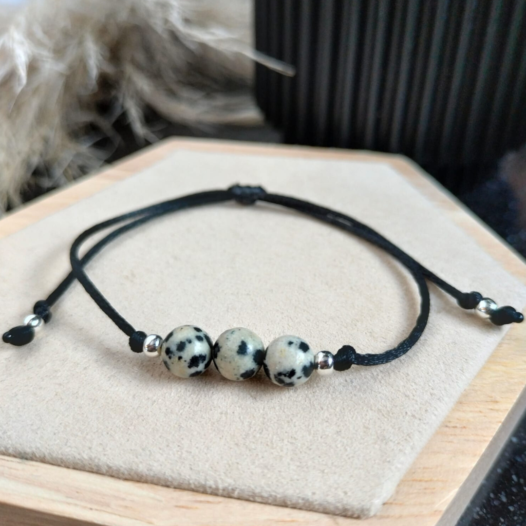 Satijnen Armband met Dalmatiër Jaspis – Innerlijke Kracht en Doorzettingsvermogen