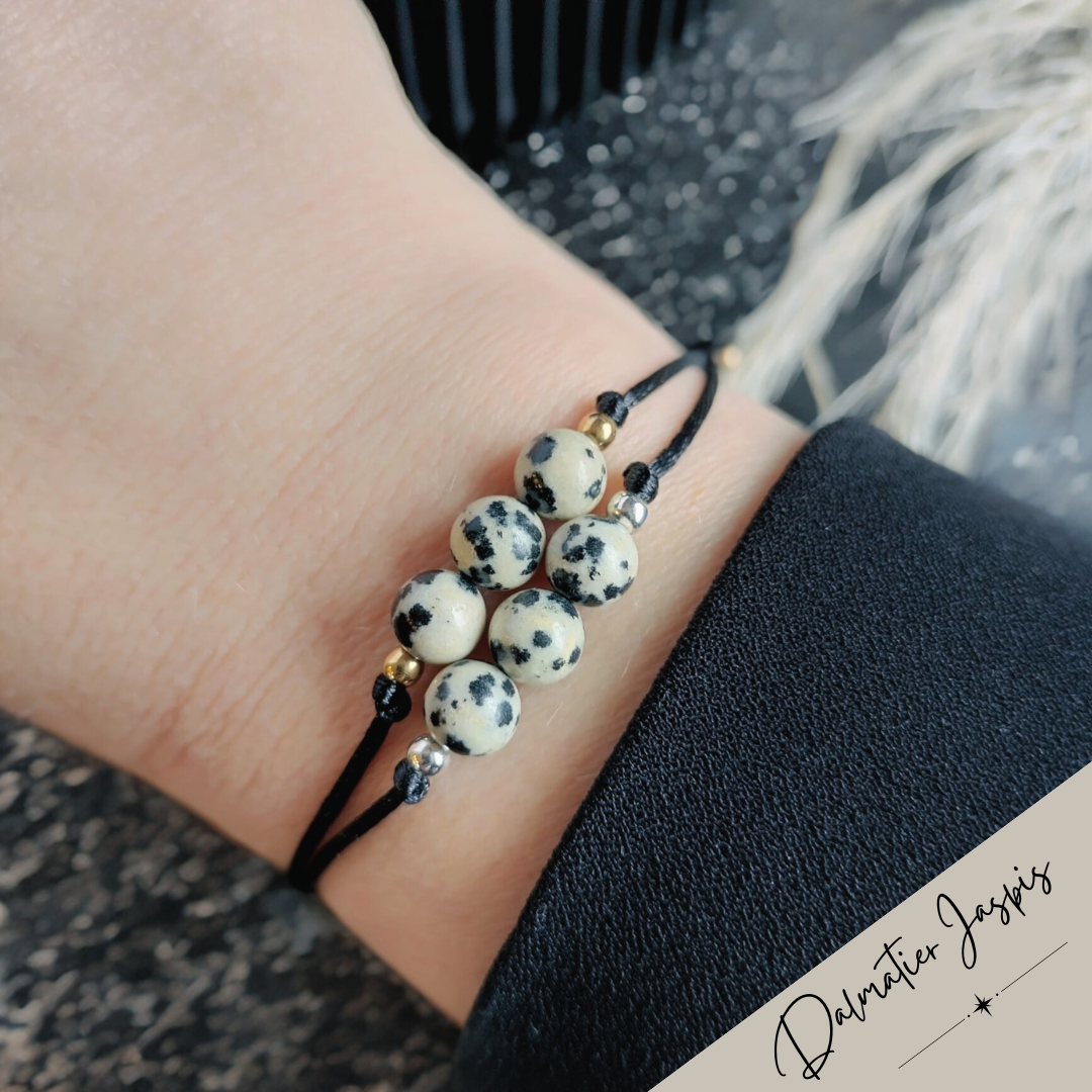 Satijnen Armband met Dalmatiër Jaspis – Innerlijke Kracht en Doorzettingsvermogen