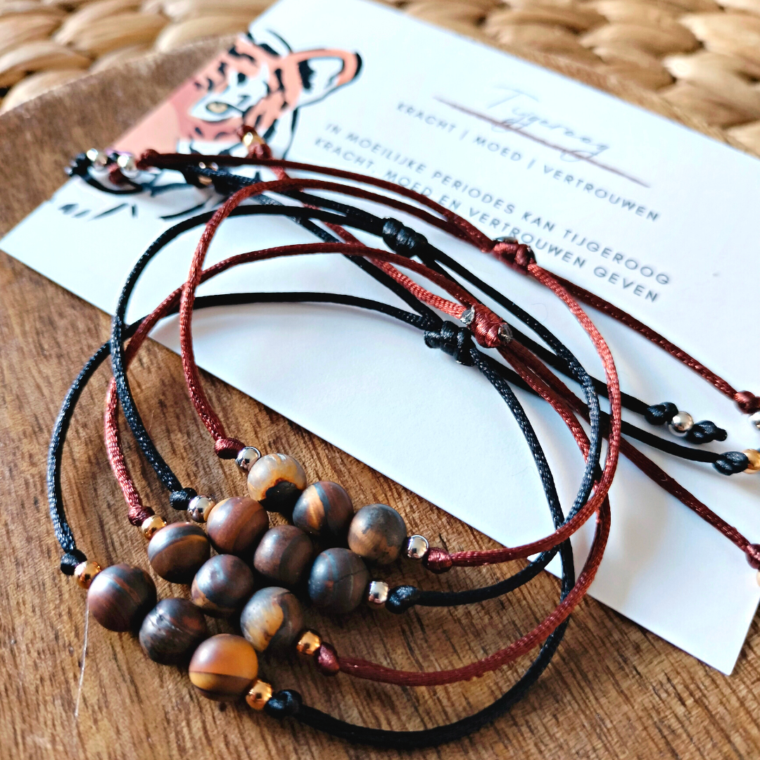 Satijnen Armband met Tijgeroog – Kracht, Moed & Vertrouwen