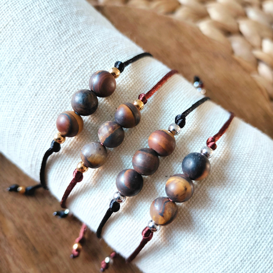 Satijnen Armband met Tijgeroog – Kracht, Moed & Vertrouwen