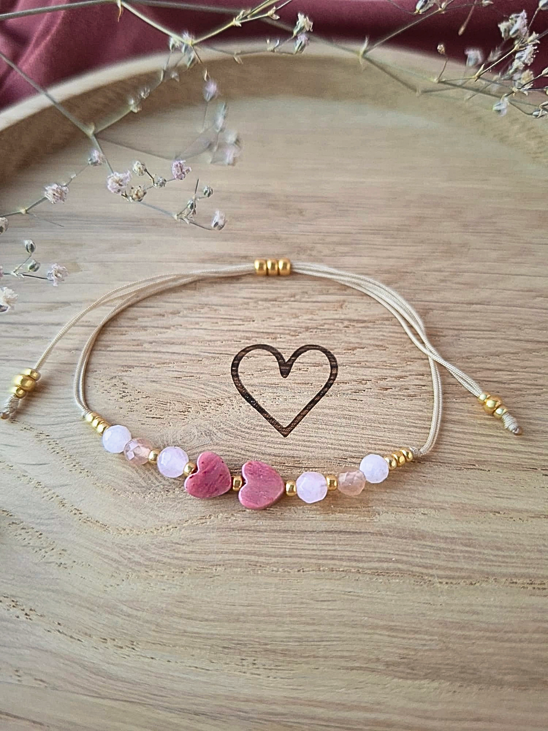 Voor altijd verbonden - mama armbandje met hartjes