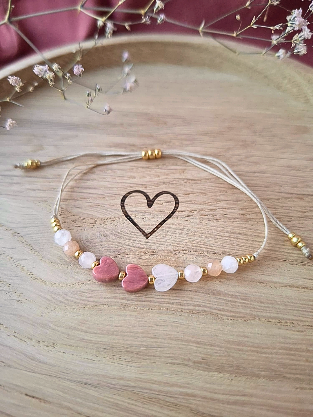 Voor altijd verbonden - mama armbandje met hartjes