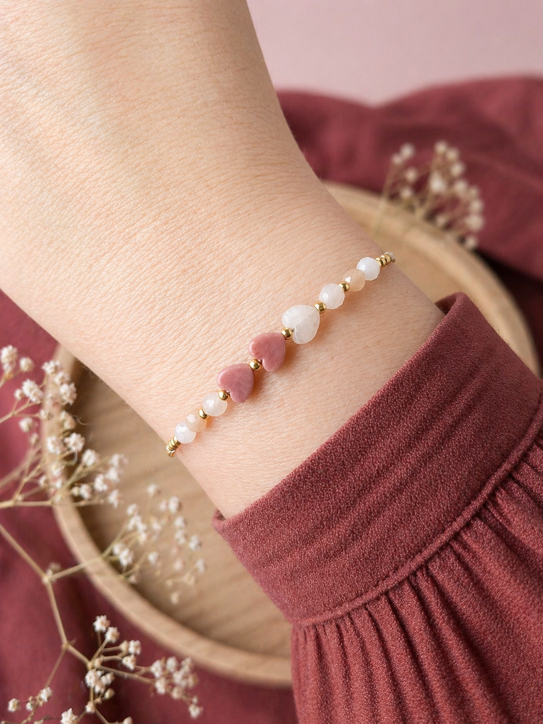 Voor altijd verbonden - mama armbandje met hartjes
