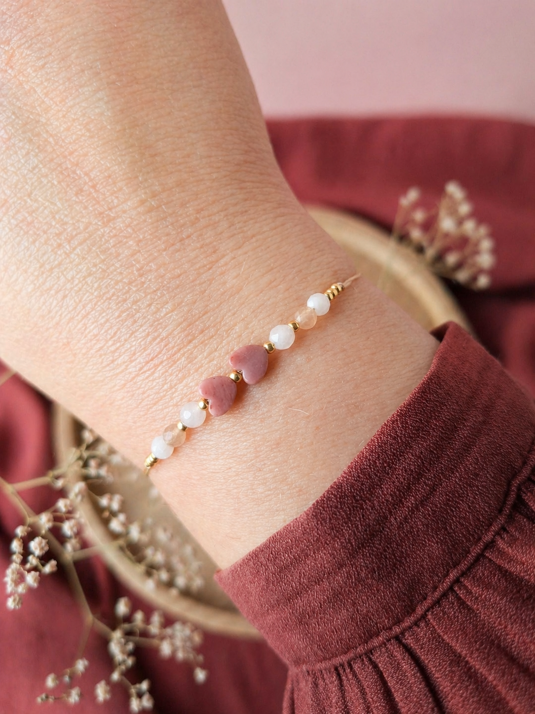 Voor altijd verbonden - mama armbandje met hartjes