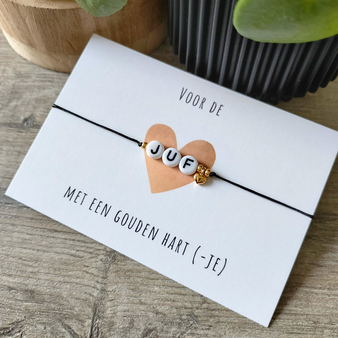 Juffenarmbandje – Voor de juf met een gouden hart