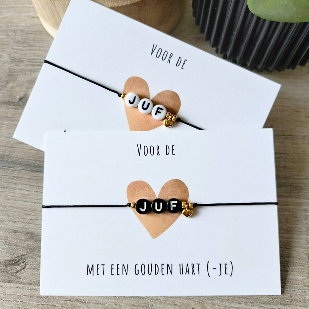 Juffenarmbandje – Voor de juf met een gouden hart