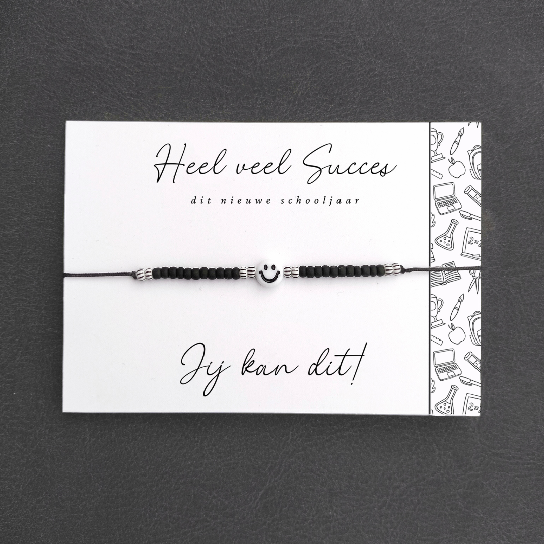 Wensarmbandje ‘Jij kan dit!’ – Back to School Zwart-Wit