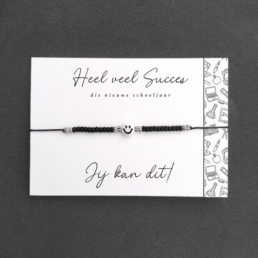 Wensarmbandje ‘Jij kan dit!’ – Back to School Zwart-Wit